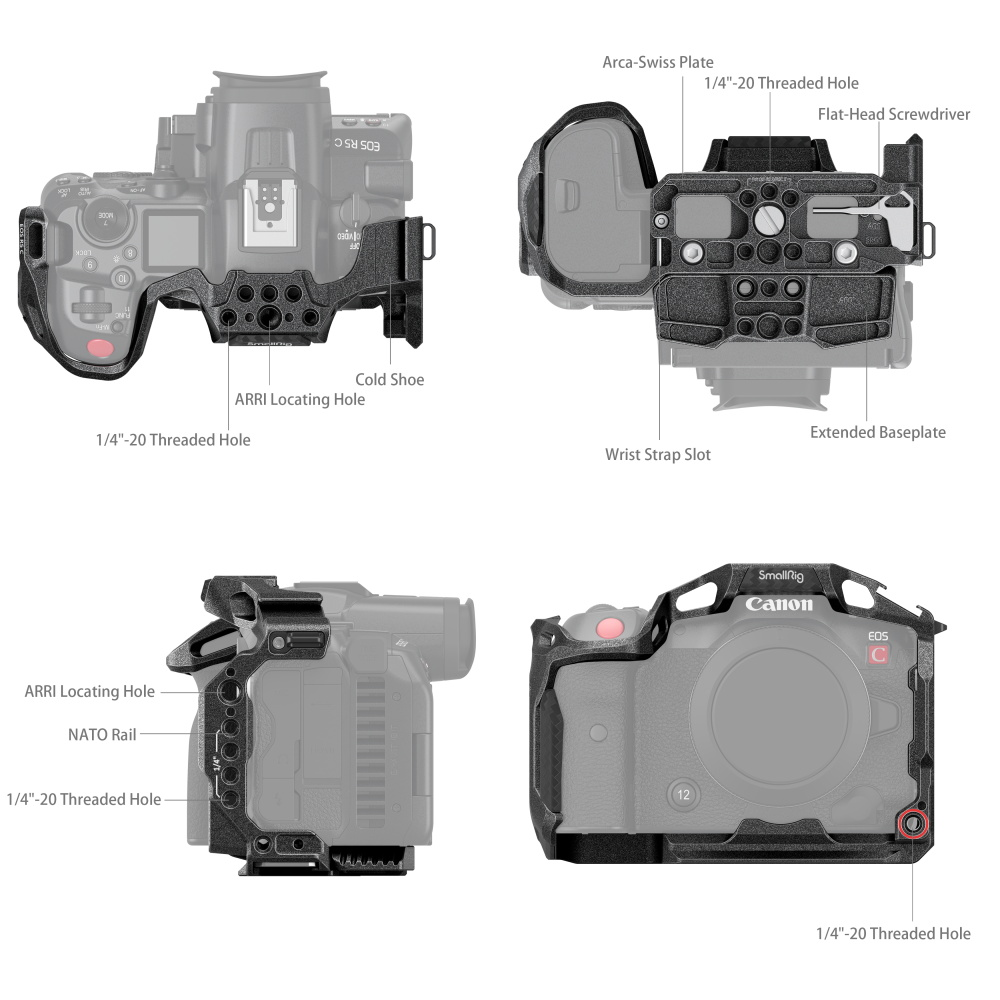 SmallRig Full Cage Canon EOS R5 & R5C & R6 Black Mamb